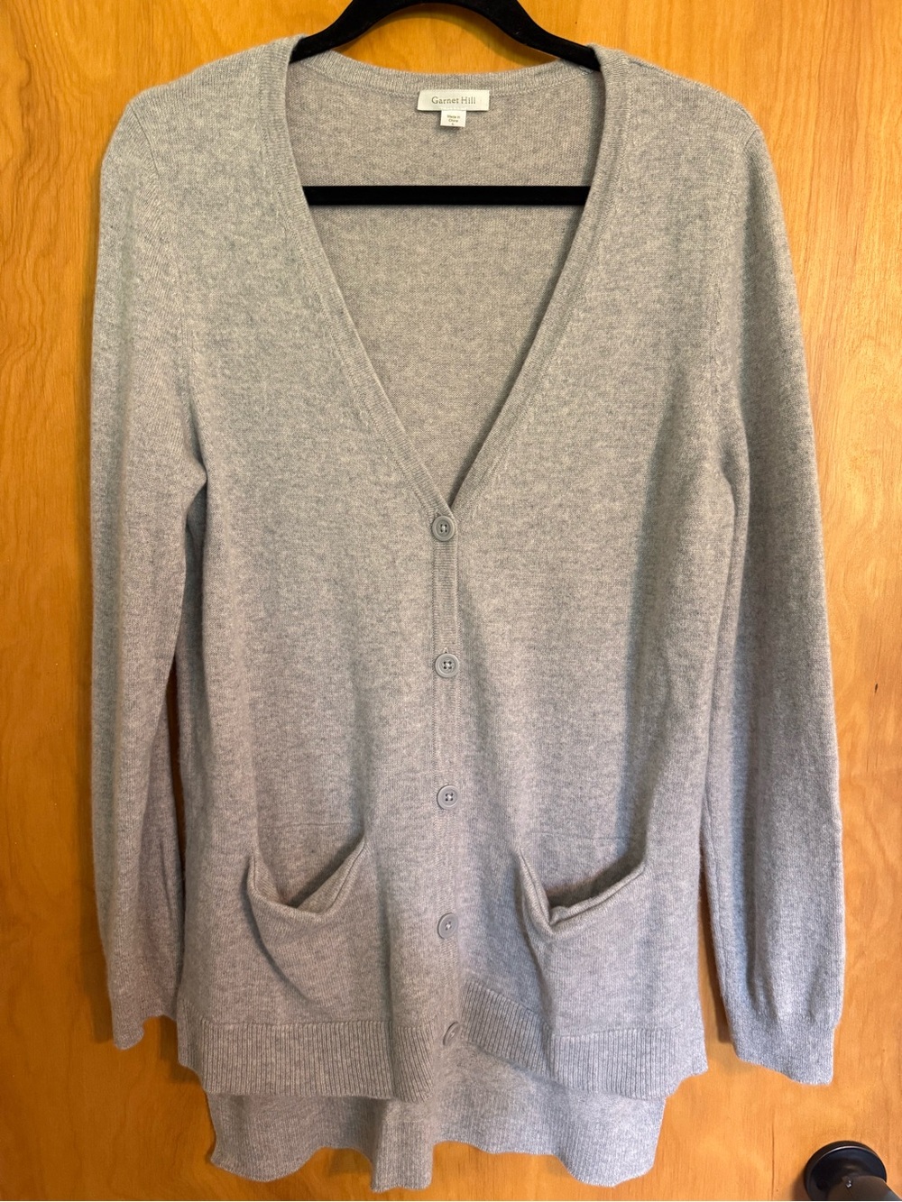 GARNET HILL Cashmere Gray Button Up Cardigan Sweater Pockets Women Size L